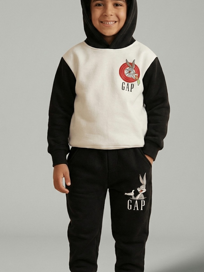 Looney Tunes White & Black Hoodie - Boy (Back Print)