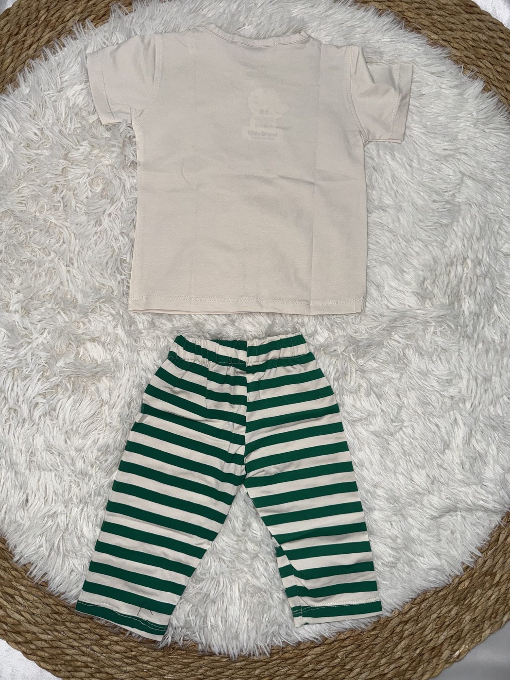 Minnie Mouse Beige Set - Girl (Striped Pants)-05