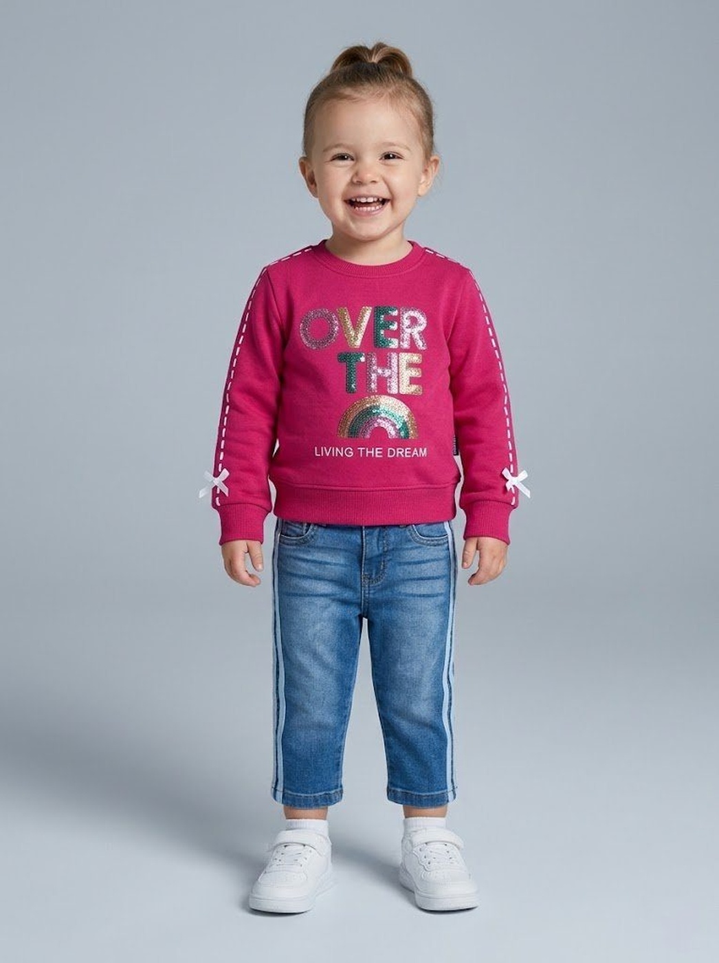 Over The Rainbow Set Pink - Girl (Side Stripe Jeans)-02