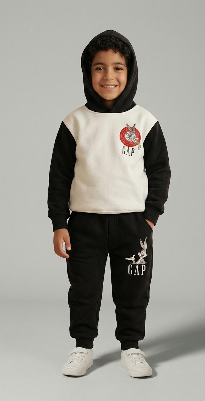 Looney Tunes White & Black Hoodie - Boy (Back Print)-08