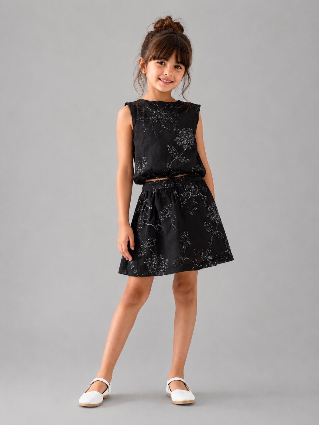 Black Skirt Set - Girl (Floral Skirt)-05