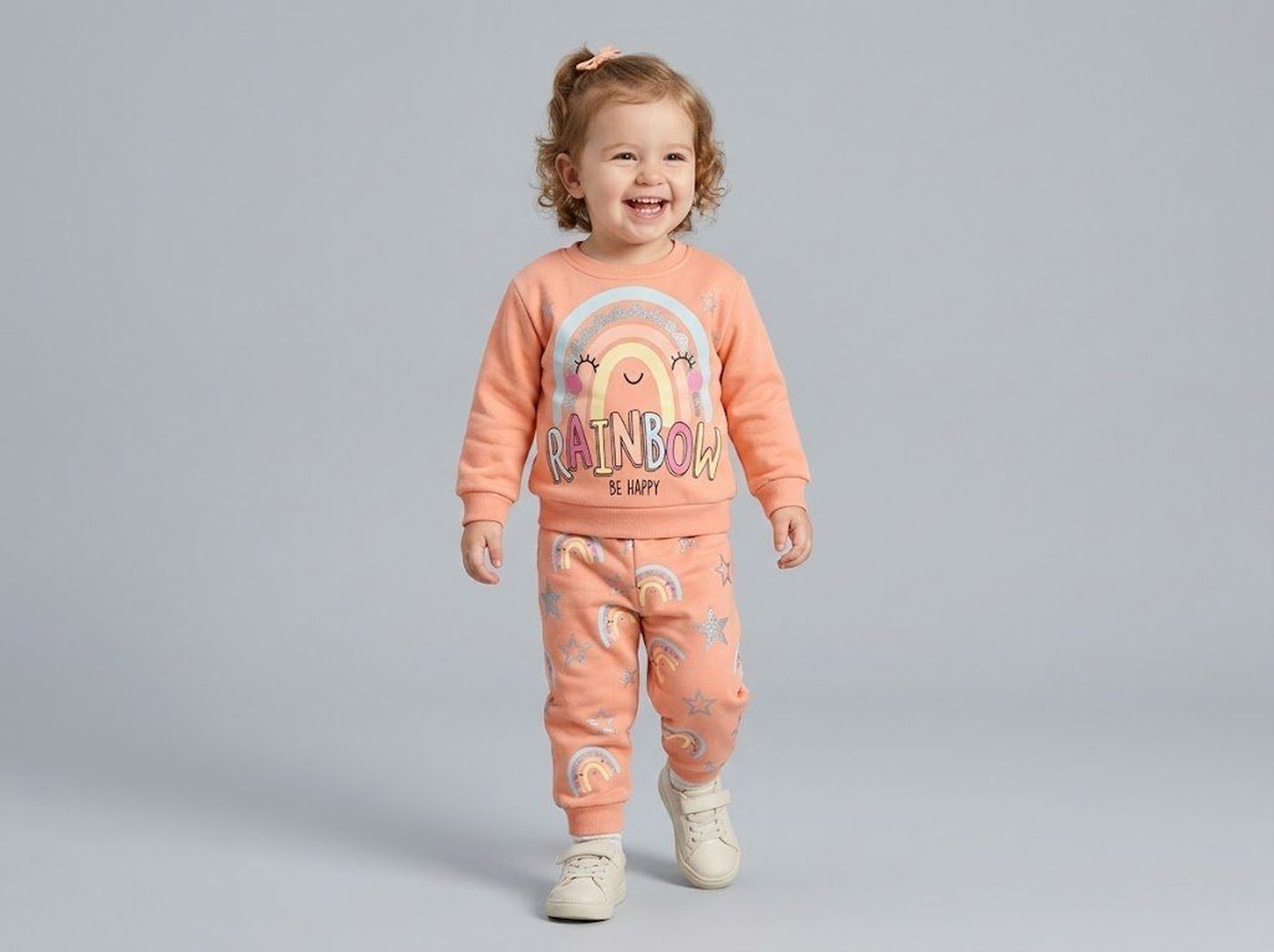 Rainbow Smile Pink Set - Girl (Patterned Pants)-02