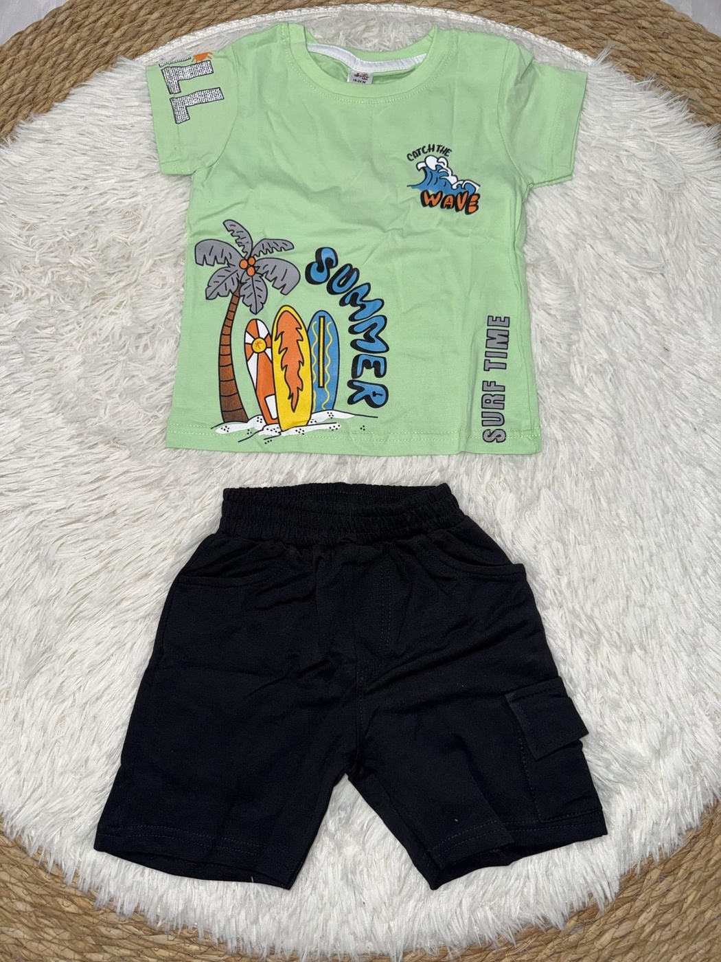 Summer Green Shorts Set - Boy (Surf Graphic)-6-9M