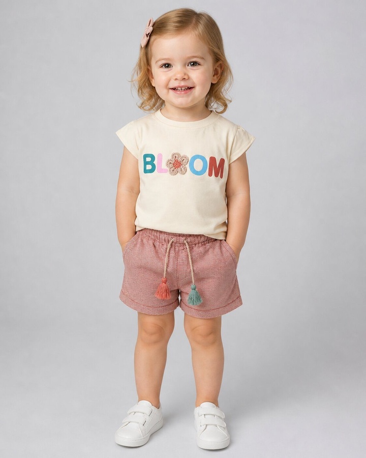 Bloom Pink Shorts Set - Girl (Floral Lettering)