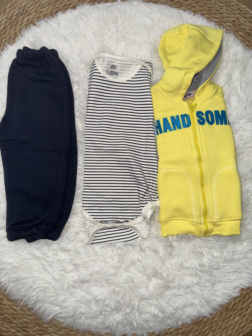 Handsome Yellow 3-Piece Set - Baby Boy (Striped Body)-12M