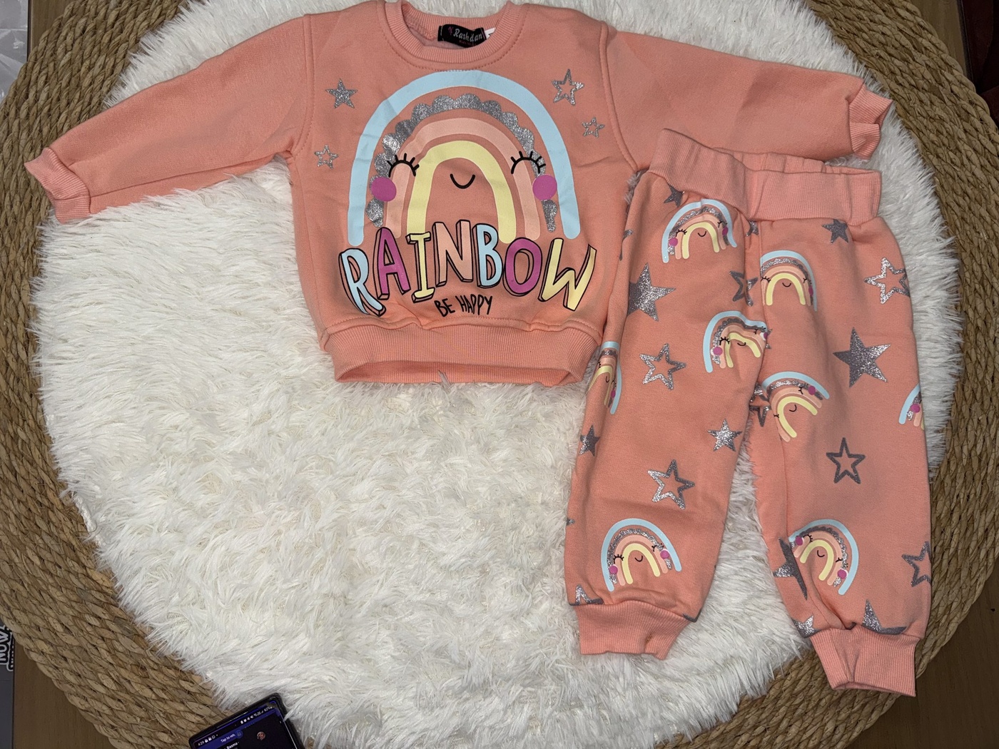 Rainbow Smile Pink Set - Girl (Patterned Pants)-02