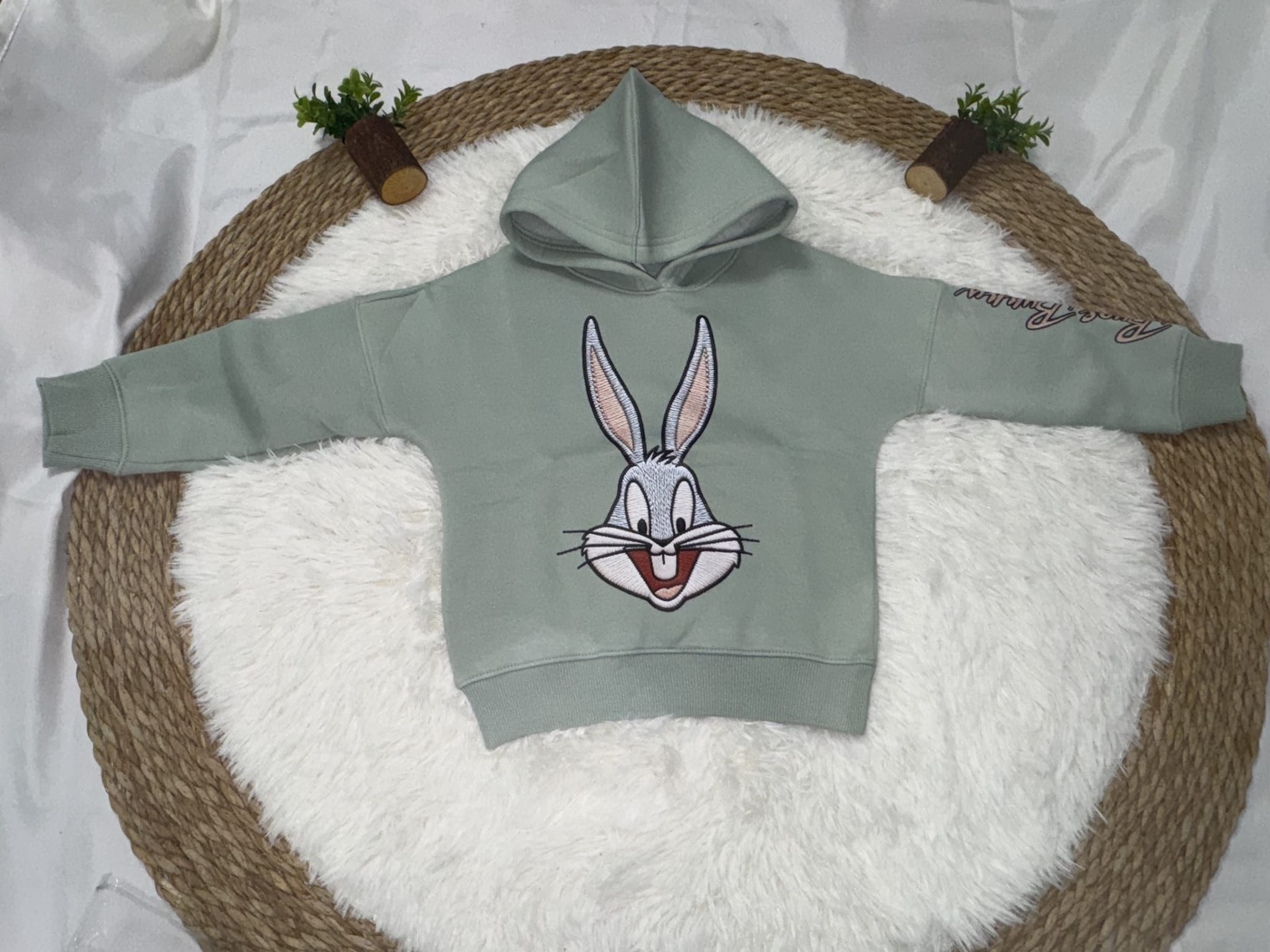 Bugs Bunny Hoodie Set Mint Green - Girl (Dark Green Pants)-04