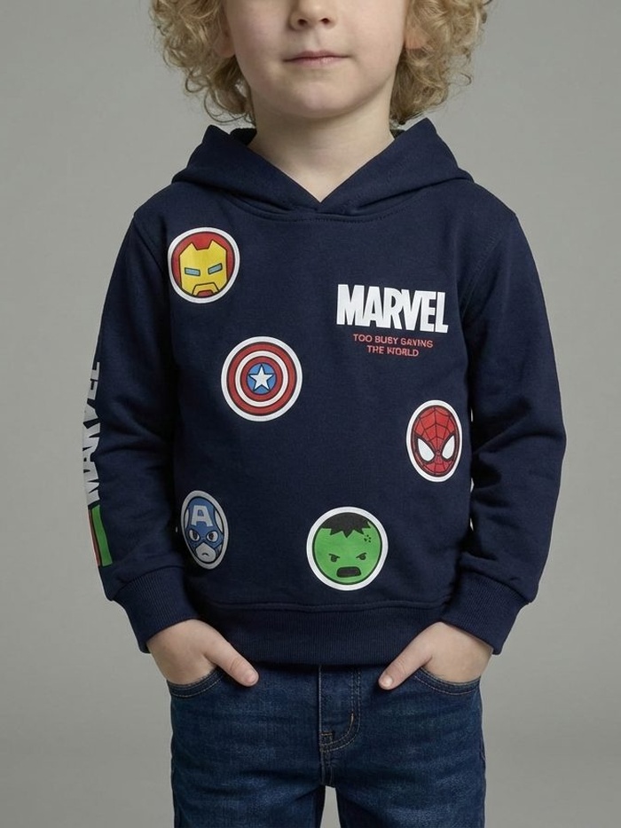 Marvel Avengers Hoodie Navy - Boy (Round Face Icons)