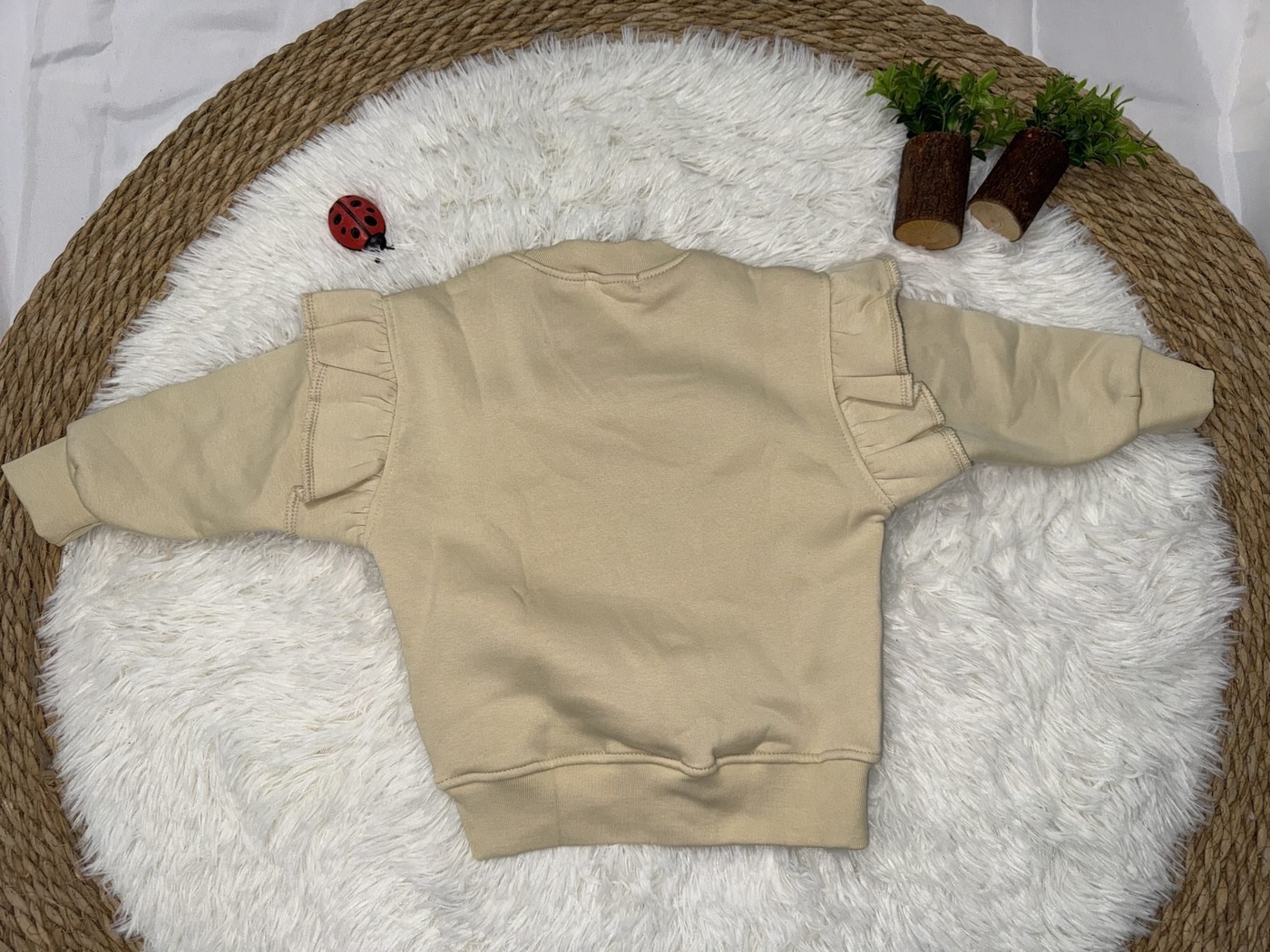 Butterfly Sweatshirt Beige - Girl (Patchwork Art Style)-05