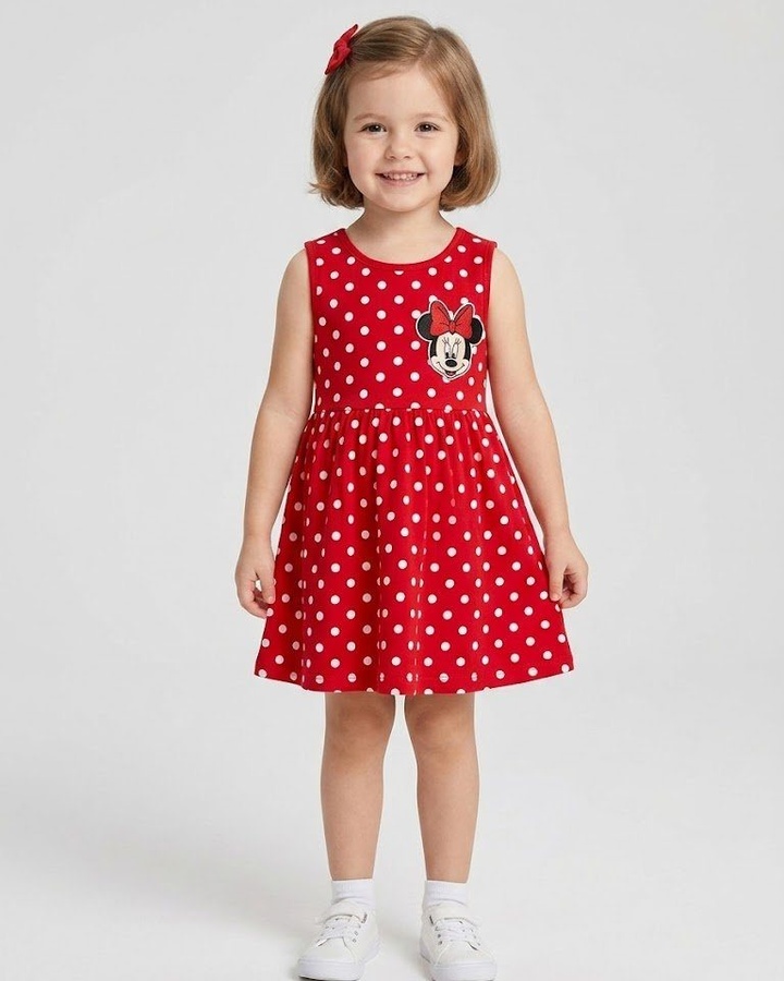 Brand Minnie Mouse Red Polka Dot Dress - Girl (Chest Graphic)