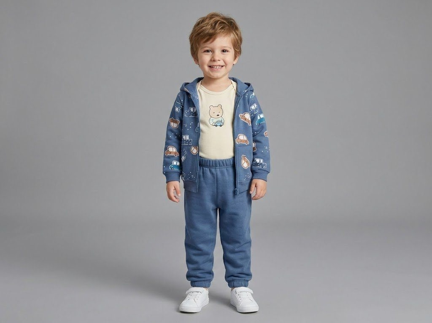 Blue Car 3-Piece Set - Baby Boy (Bear Bodysuit)-36M